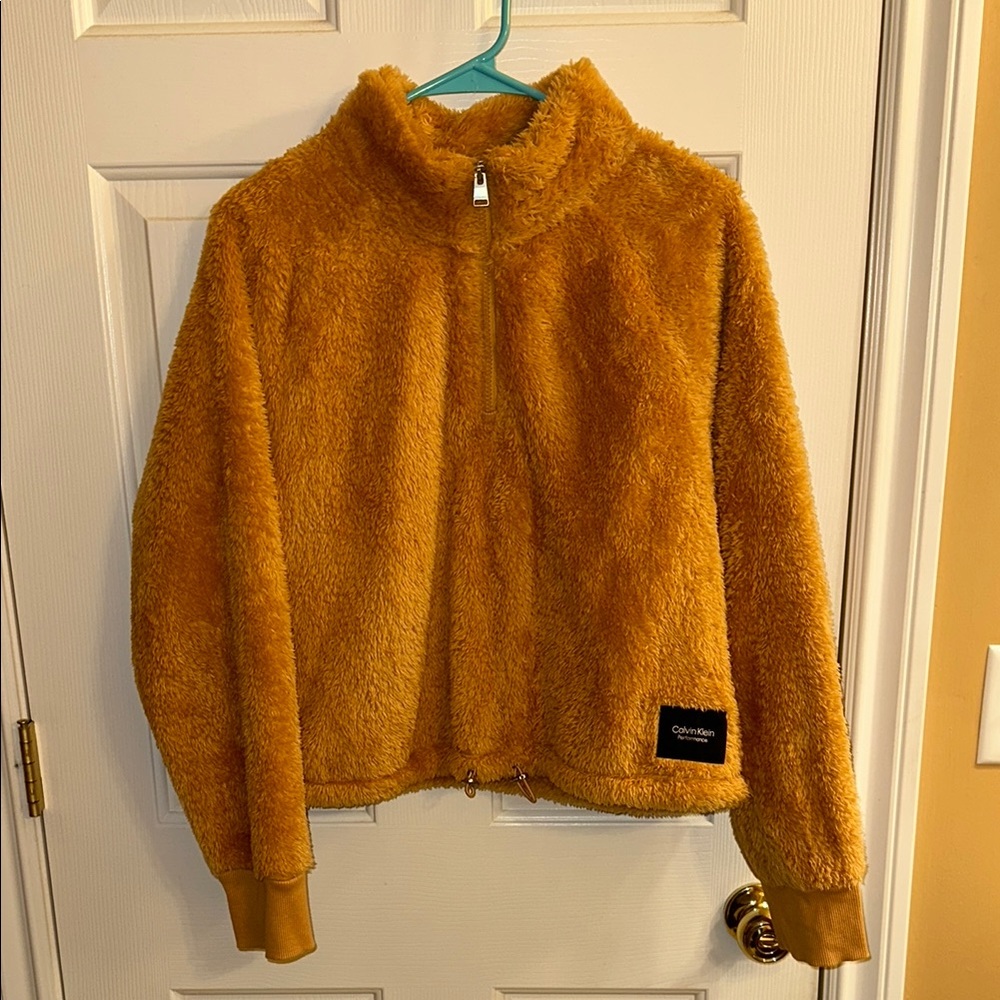 Calvin Klein Women’s Fleece Quarter Zip - Mustard